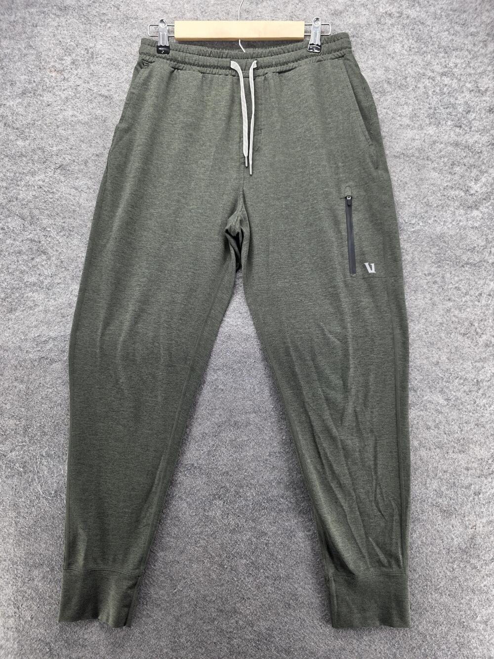 Vuori Pants Mens M Green Jogger French Terry Elastic Waist Pockets Zip Pocket